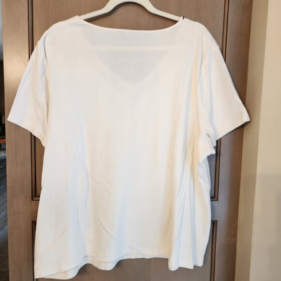 ✨ Karen Scott Woman’s Embellished V-Neck Cotton Tee - Size: Women's Plus 3X - Picture 3 of 6